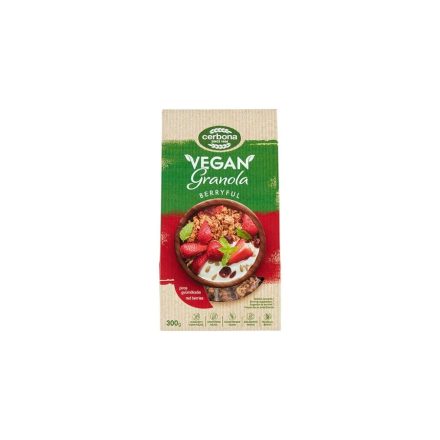 Cerbona vegán piros gyümölcsös granola müzli, cukor hozzáadása nélkül  300 g