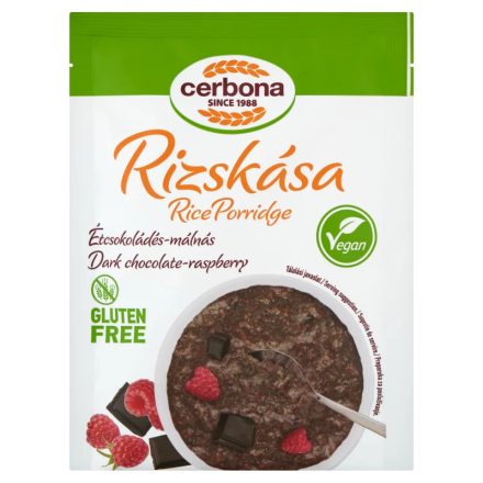 Cerbona étcsokis-málnás rizskása