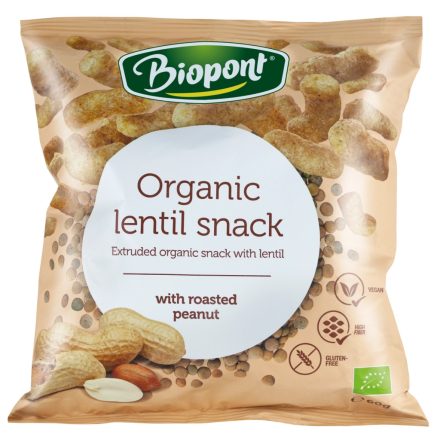 Biopont bio lencse snack, földimogyoró ízű 60 g