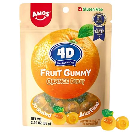 Amos 4D gumicukor narancs 65g