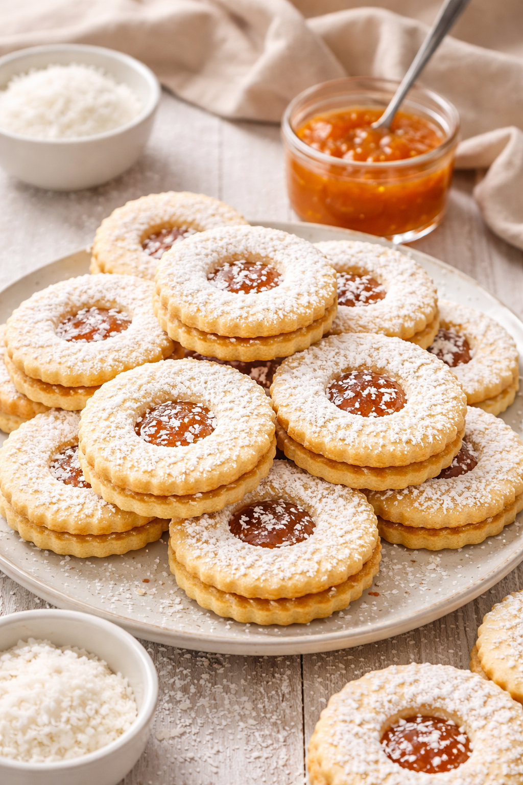 Kókuszos – vaníliás linzerkarika