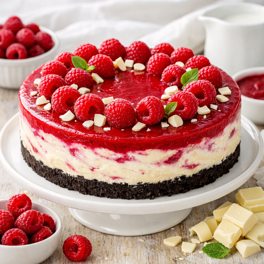 Málnás-fehércsokis sajttorta 